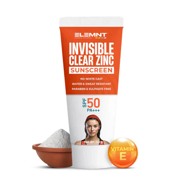 Invisible Clear Zinc Sunscreen SPF 50 PA+++ with Vitamin E, 50g tube