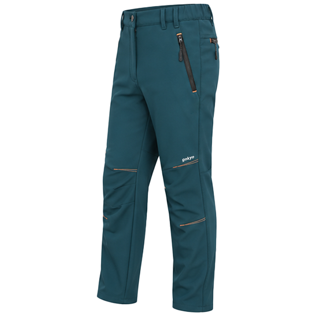 Gokyo Aurora cold-weather travel and trekking pants, teal blue product view