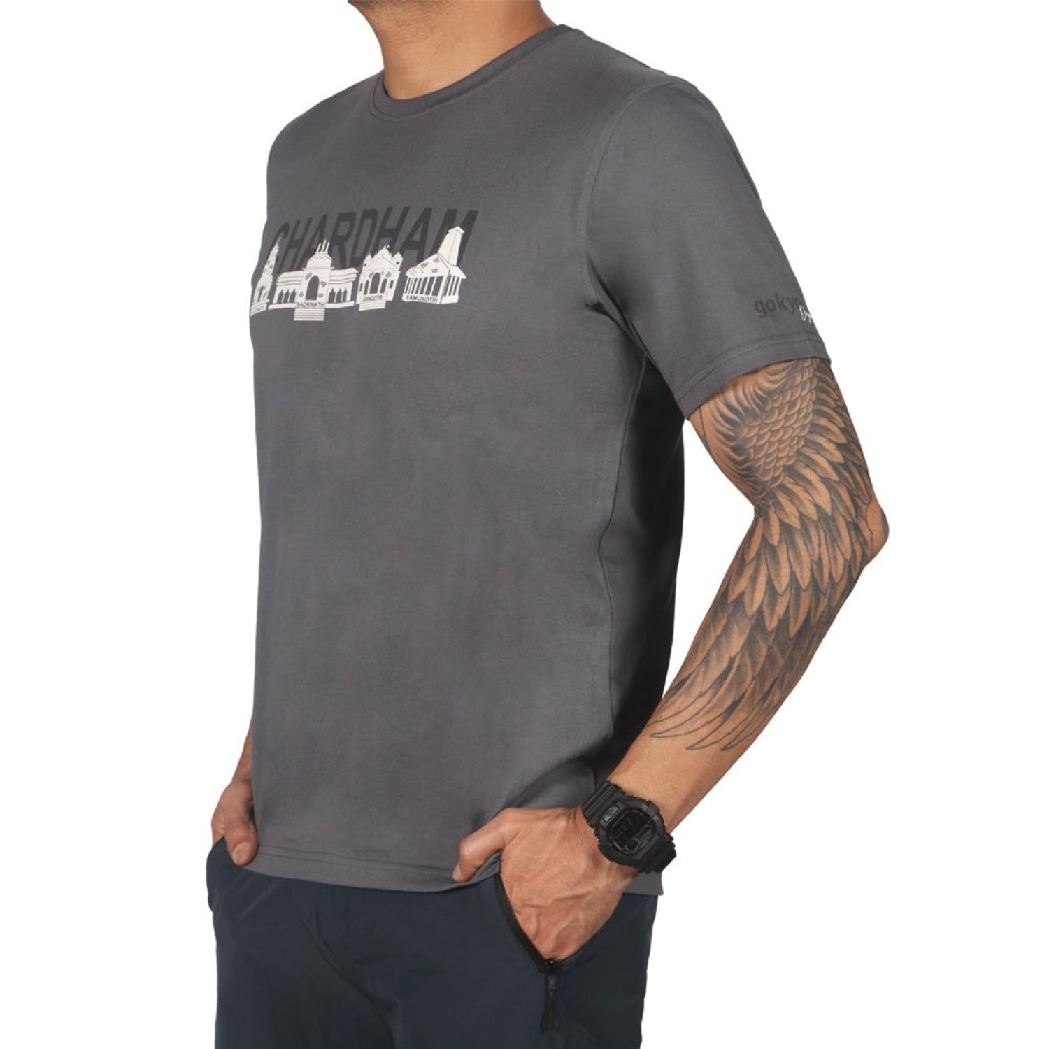 Buy Gokyo GOKYO Originals Char Dham Premium Cotton T-Shirt | Trekking & Hiking T-shirts at Gokyo Outdoor Clothing & Gear