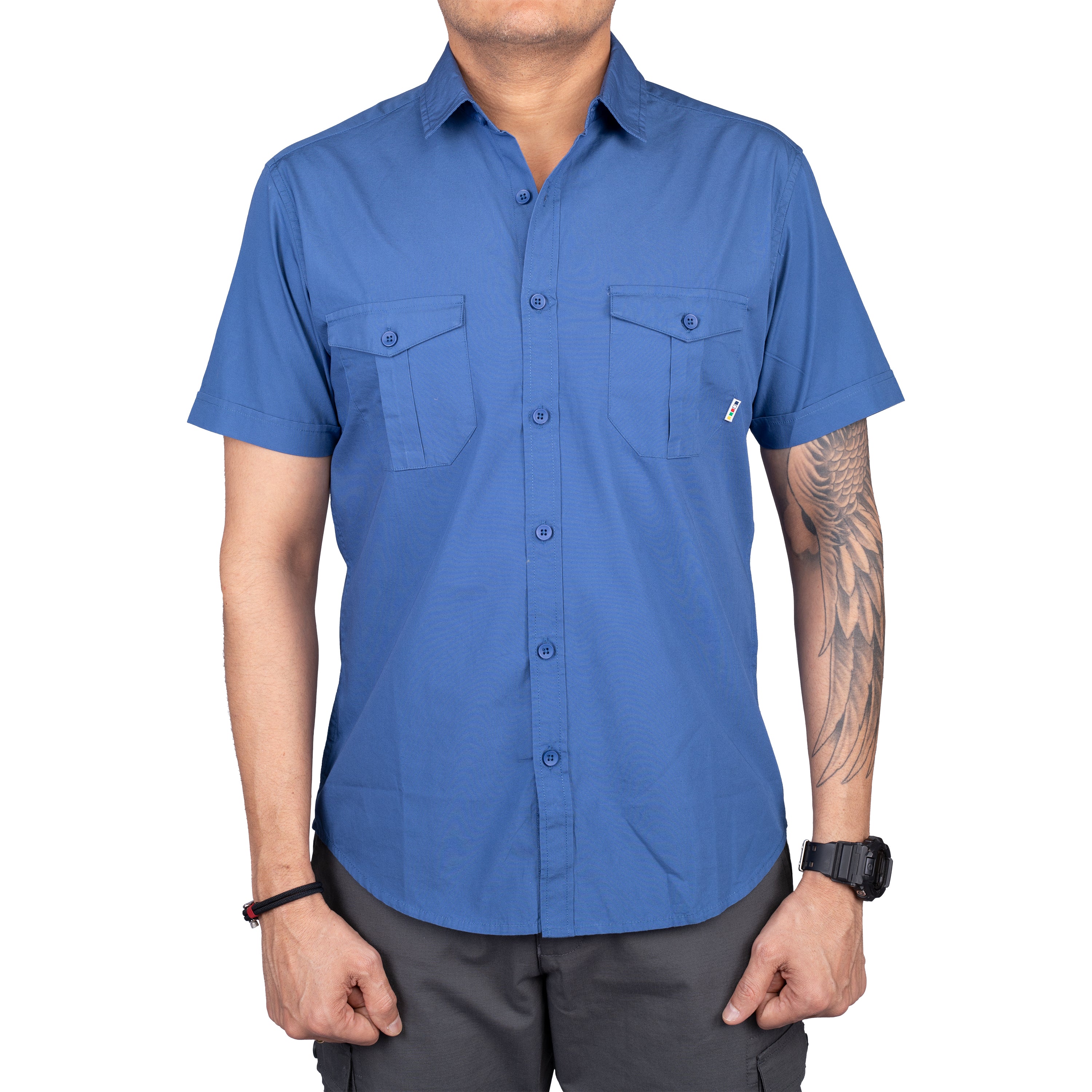 Buy Gokyo Corbett Cargo Half Sleeve Shirt- Solid Plain Blue | Shirts at Gokyo Outdoor Clothing & Gear