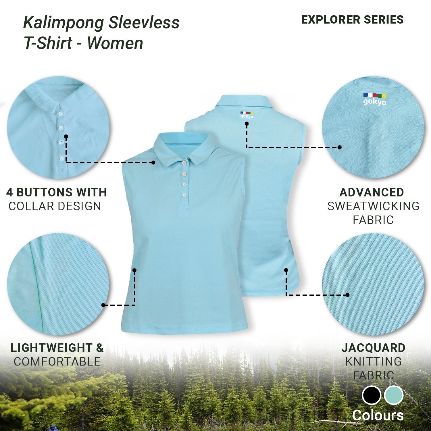 Buy Gokyo Kalimpong Womens Sleevless Tshirt - Women | Trekking & Hiking T-shirts at Gokyo Outdoor Clothing & Gear