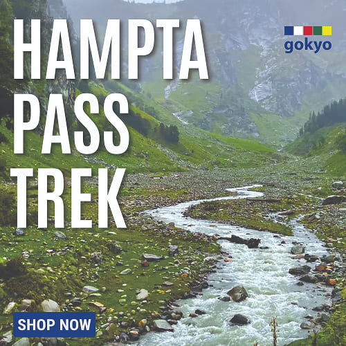 Gokyo banner featuring Hampta Pass Trek gear checklist with trekking apparel, backpacks & trekking essentials