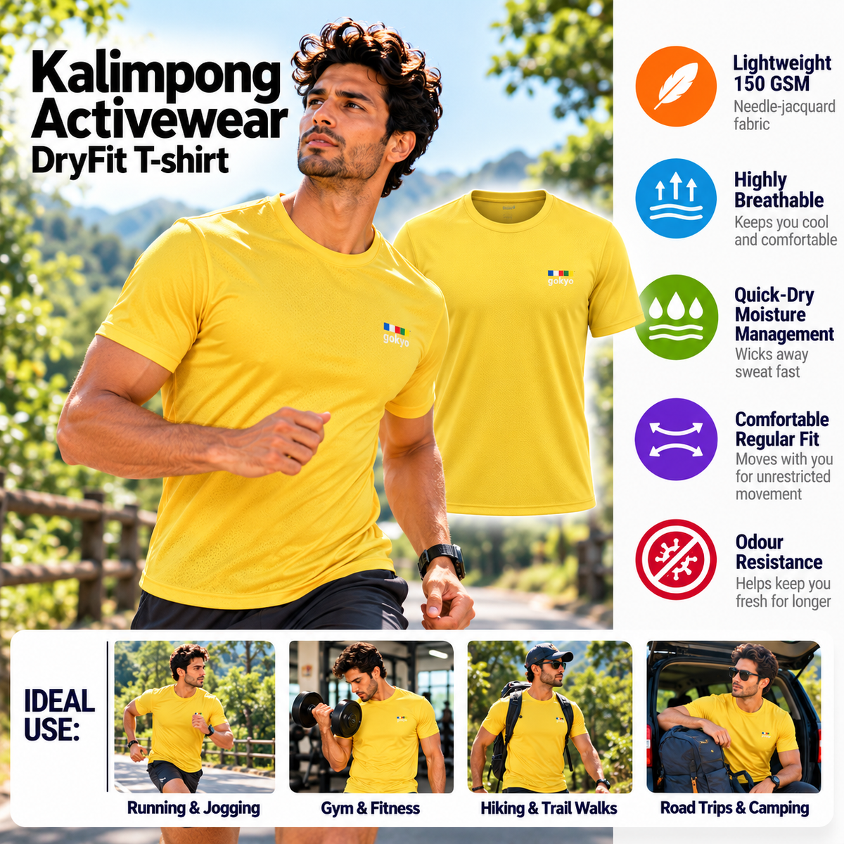 Buy Gokyo Kalimpong Activewear DryFit Tshirt | Trekking & Hiking T-shirts at Gokyo Outdoor Clothing & Gear