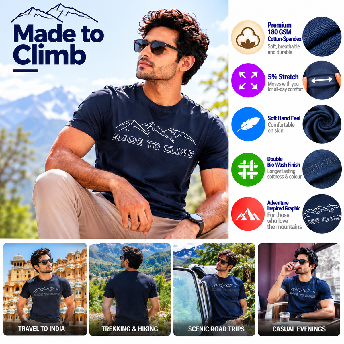 Buy Gokyo Gokyo Originals Tshirt - Made to Climb | Trekking & Hiking T-shirts at Gokyo Outdoor Clothing & Gear