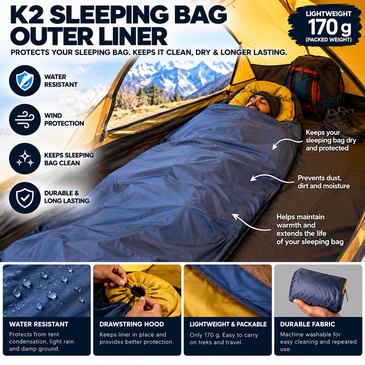 K2 Cocoon outer liner water-resistant protection for sleeping bags inside tents