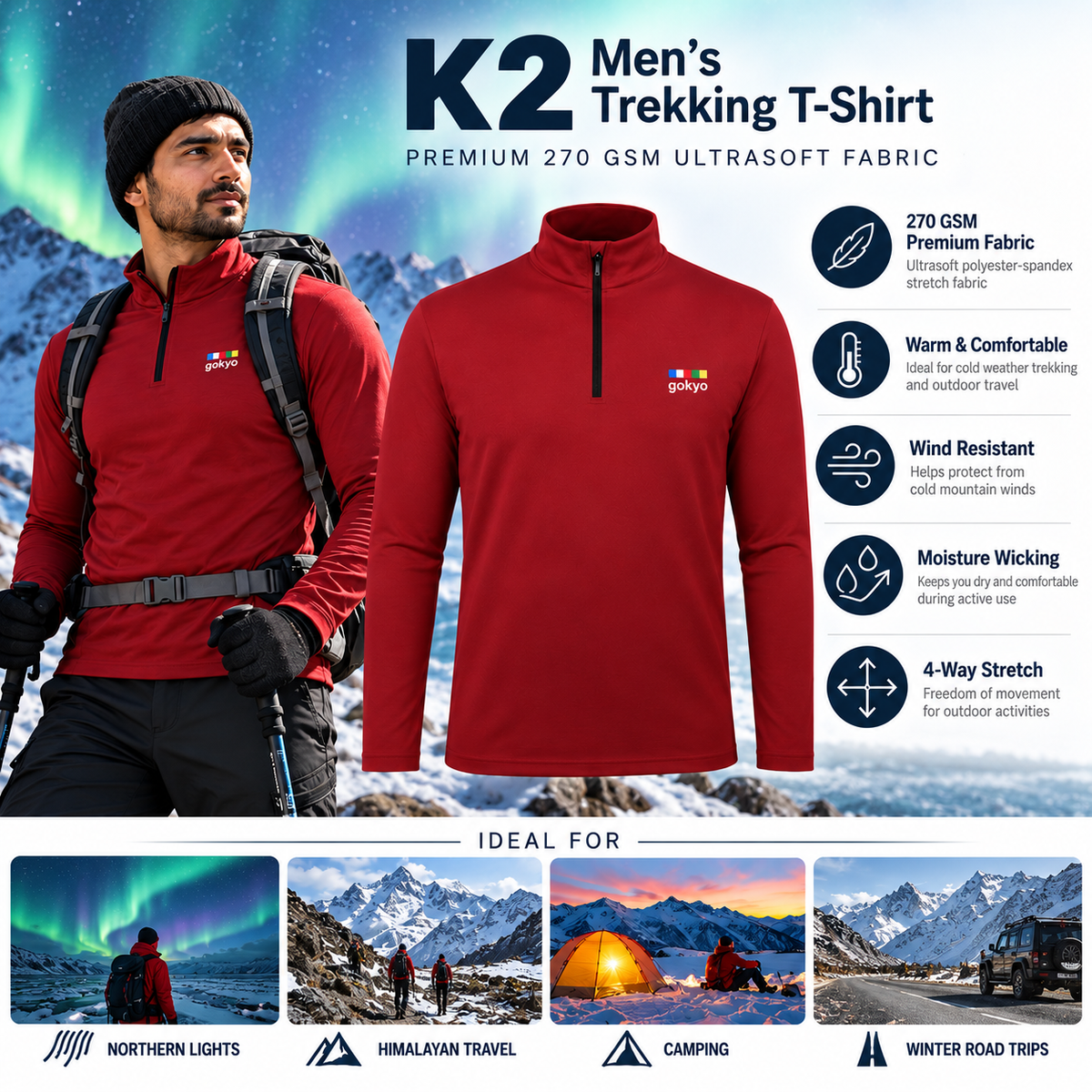 Buy Gokyo K2 Mens Trekking T-Shirt | Trekking & Hiking T-shirts at Gokyo Outdoor Clothing & Gear