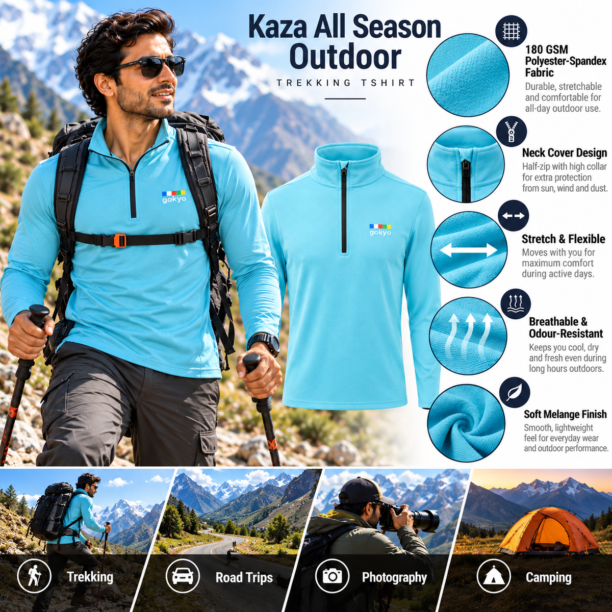 Buy Gokyo Kaza All Season Outdoor & Trekking Tshirt | Trekking & Hiking T-shirts at Gokyo Outdoor Clothing & Gear