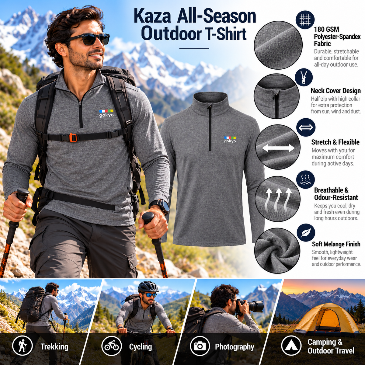 Buy Gokyo Kaza All Season Outdoor & Trekking Tshirt | Trekking & Hiking T-shirts at Gokyo Outdoor Clothing & Gear