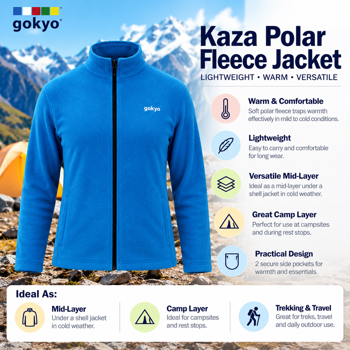 Buy Gokyo Kaza Lightweight Polar Fleece Jacket | Jackets at Gokyo Outdoor Clothing & Gear