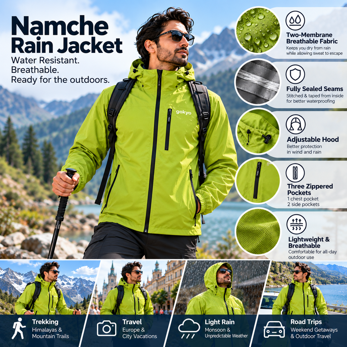 Buy Gokyo Namche 2 Membrane Breathable Water Resistant Mens Jacket | Jackets at Gokyo Outdoor Clothing & Gear