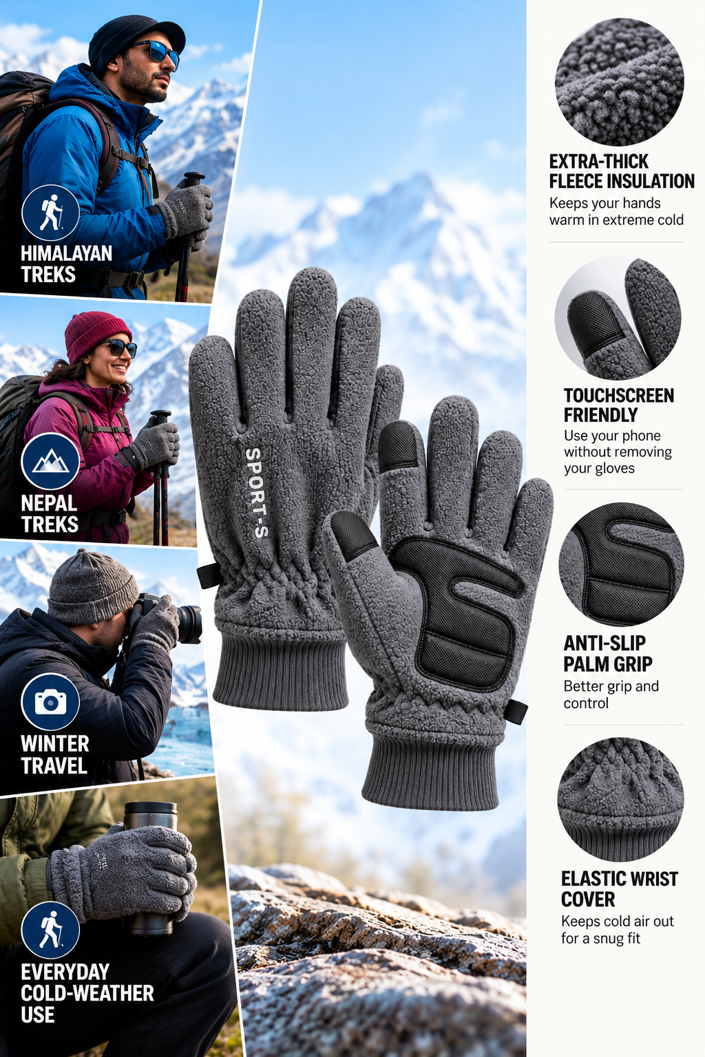 Buy Gokyo Zermatt Thick Fleece Outdoor Gloves | Gloves at Gokyo Outdoor Clothing & Gear