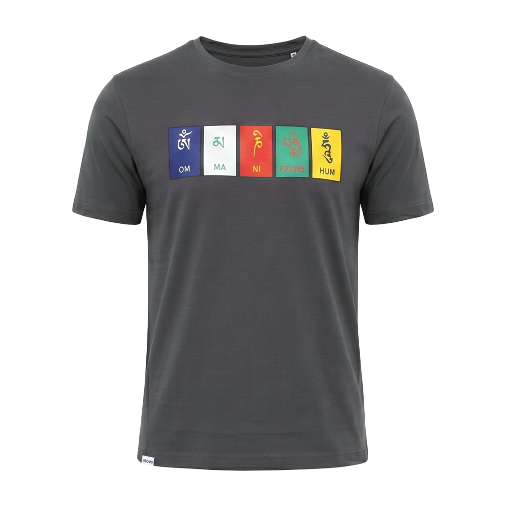 Buy Gokyo Gokyo Originals Tshirt - Om Mani Padme Hum Grey | Trekking & Hiking T-shirts at Gokyo Outdoor Clothing & Gear