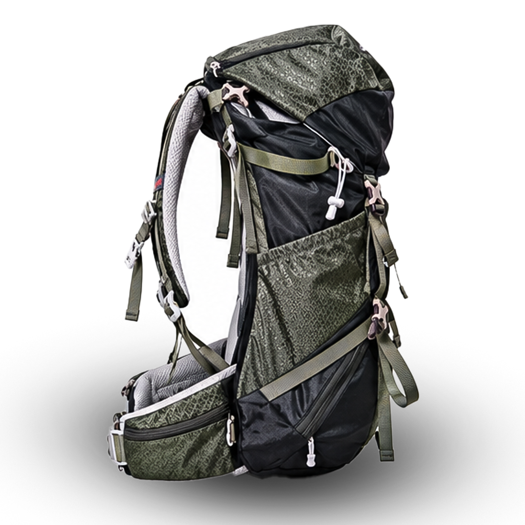 AI One 60L trekking backpack alternate side view