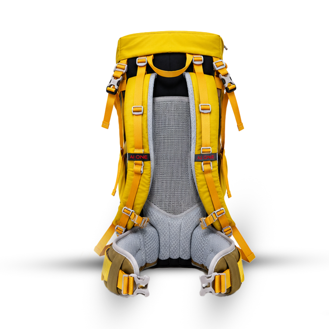 AI One 55L trekking backpack breathable padded back and harness system