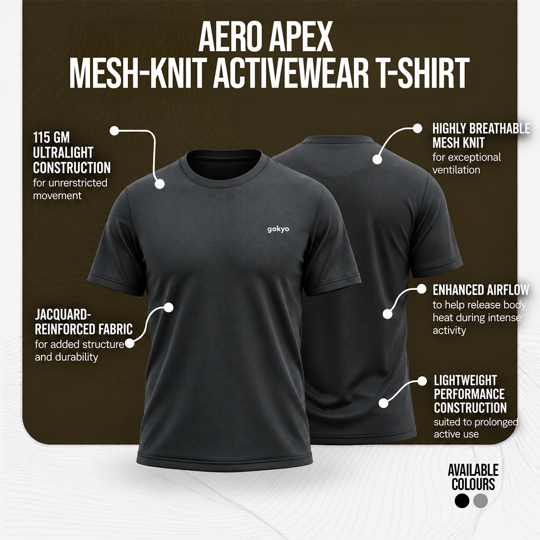 Buy Gokyo Aero Apex Mesh-Knit Activewear T-Shirt | Trekking & Hiking T-shirts at Gokyo Outdoor Clothing & Gear