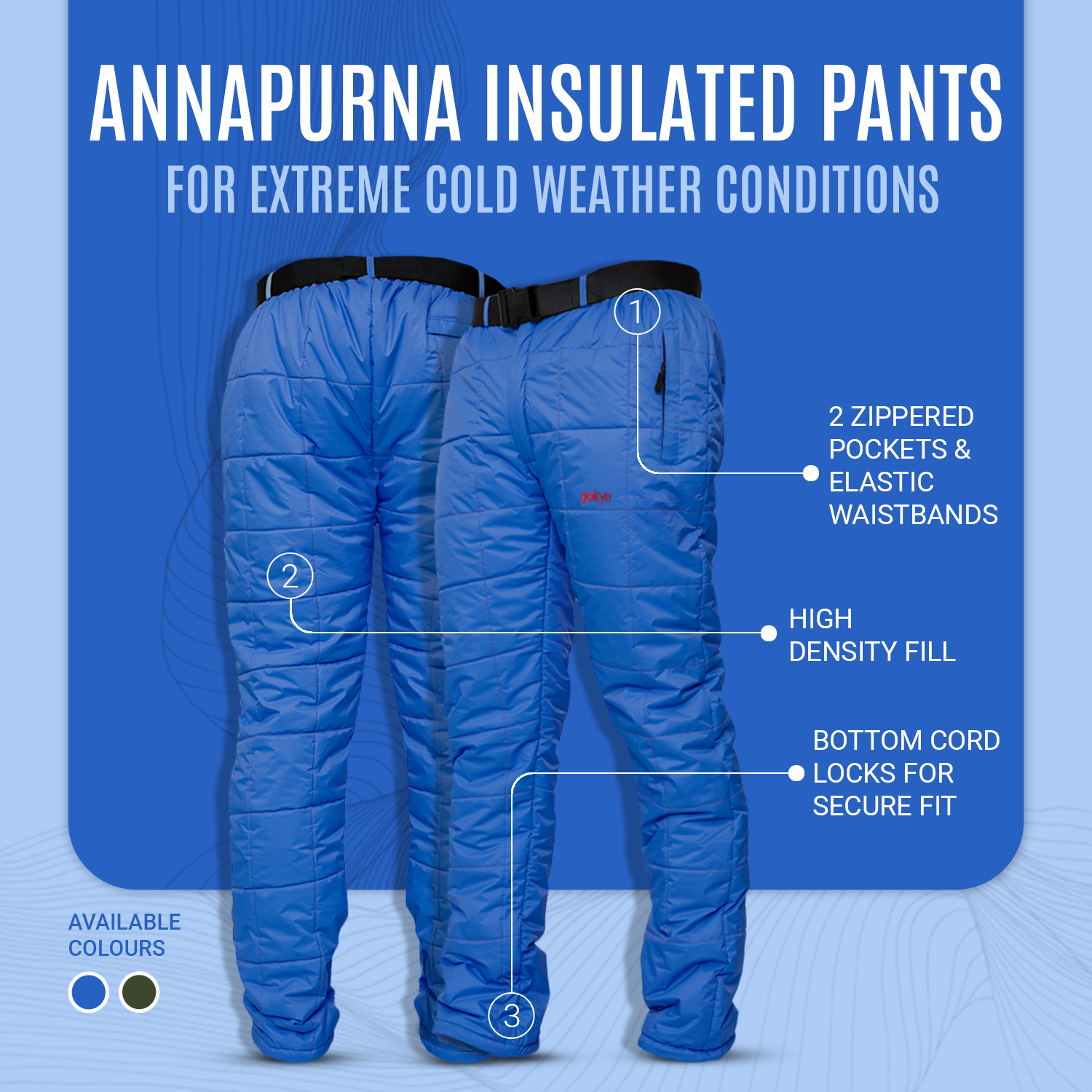 Buy Gokyo Annapurna Insulated Pants | Mens Trekking & Hiking Pants at Gokyo Outdoor Clothing & Gear