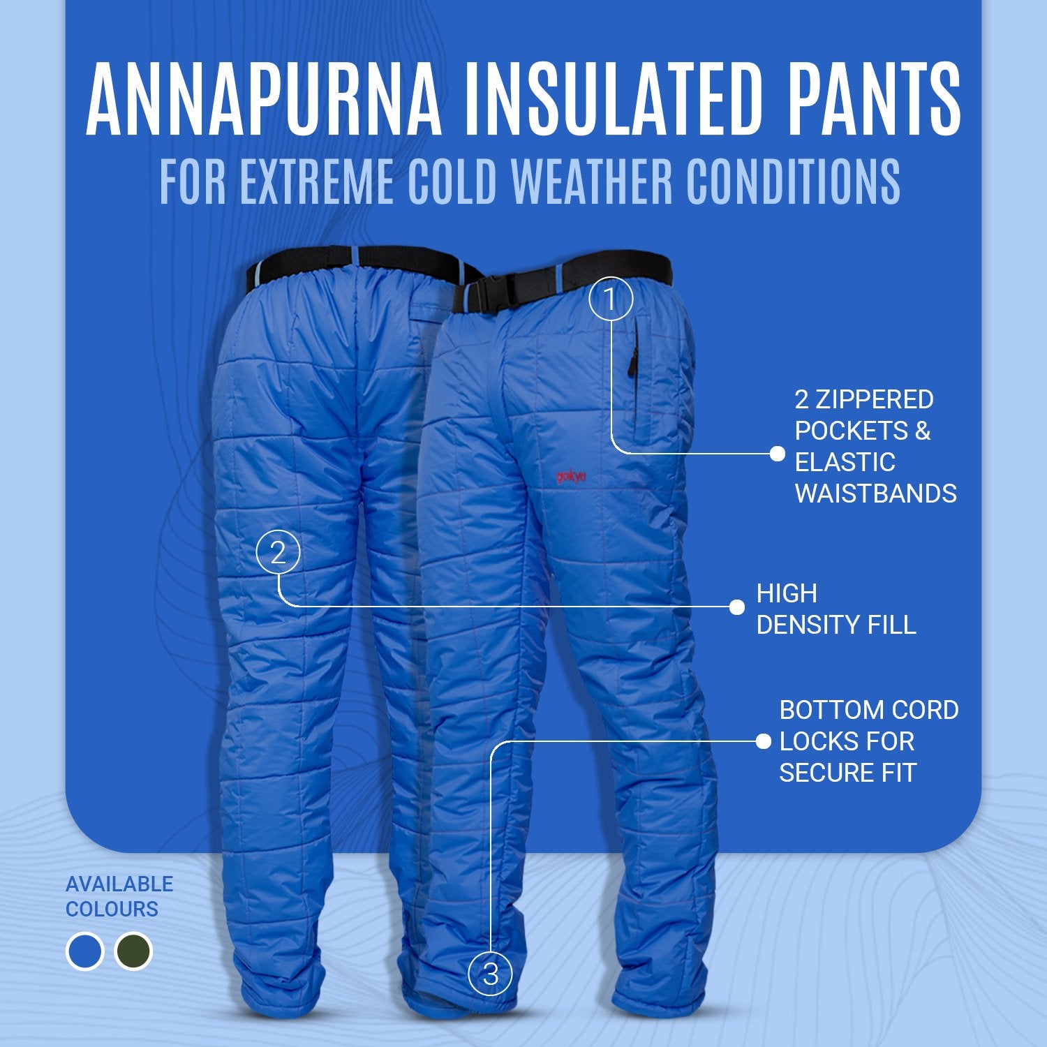 Buy Gokyo Annapurna Insulated Pants | Mens Trekking & Hiking Pants at Gokyo Outdoor Clothing & Gear