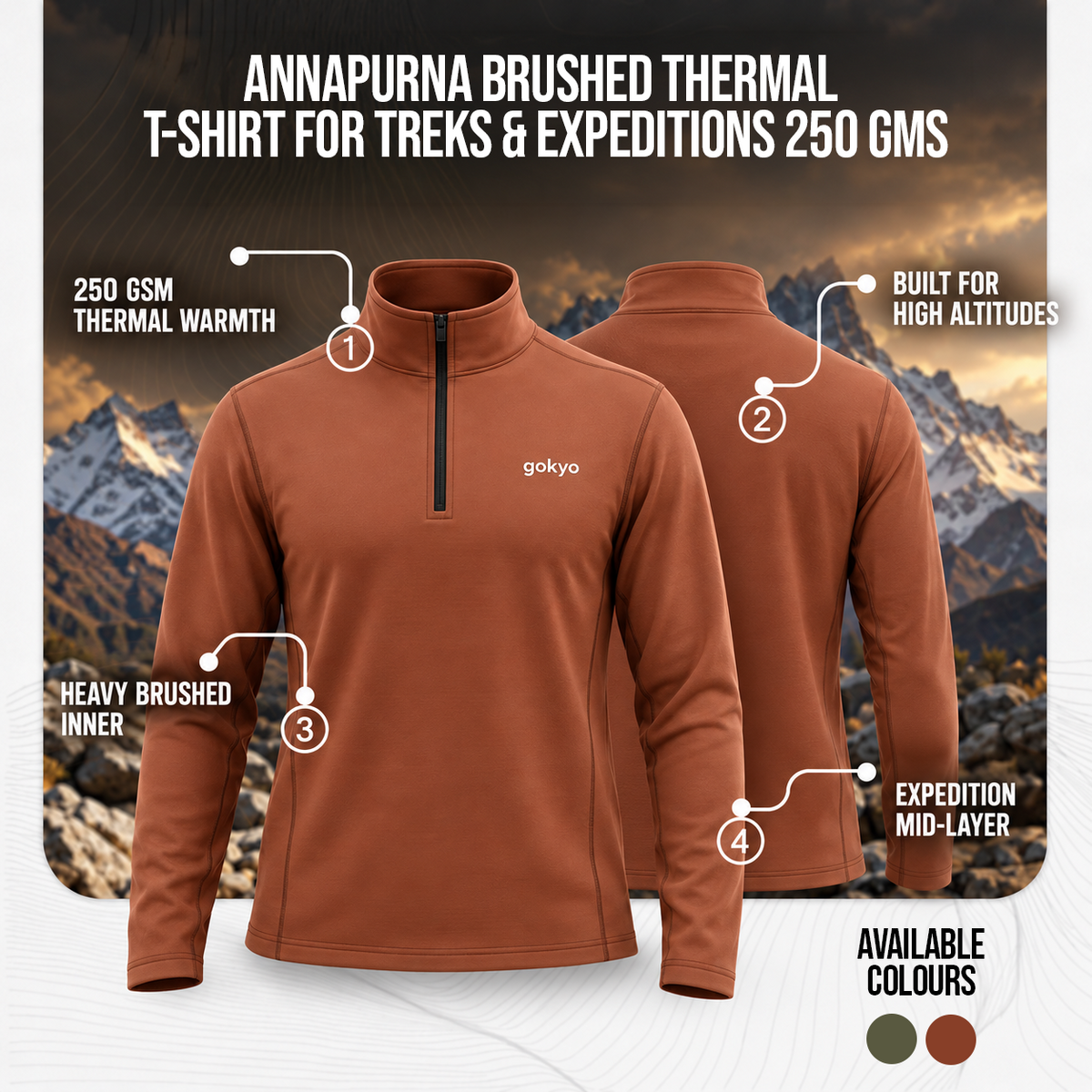 Buy Gokyo Annapurna 250 gsm Brushed Thermal T-Shirt for Treks & Expeditions - Women | Trekking & Hiking T-shirts at Gokyo Outdoor Clothing & Gear