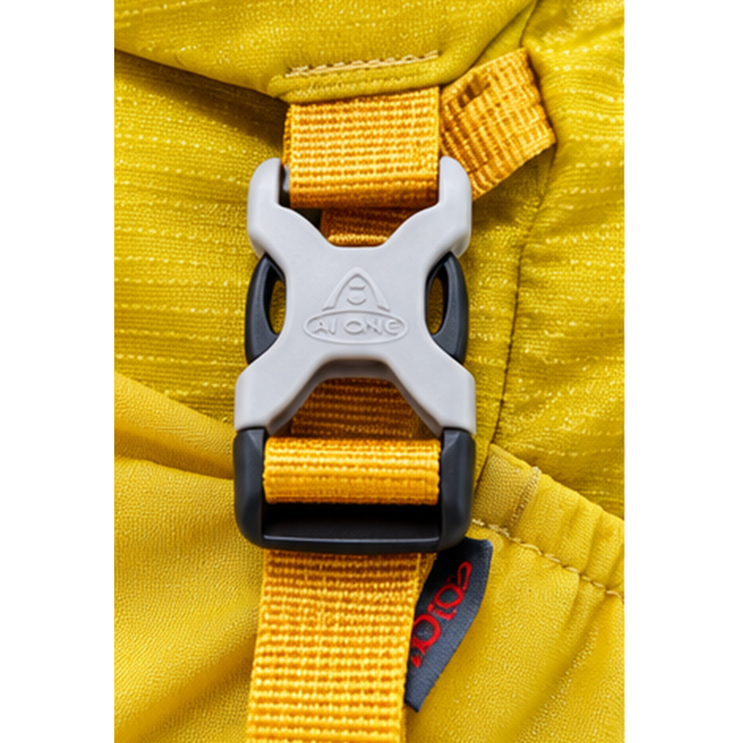 AI One trekking backpack branded buckle detail
