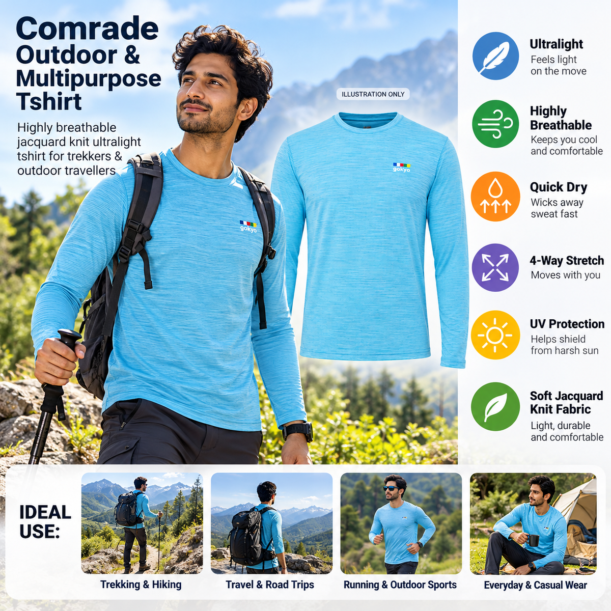 Buy Gokyo Comrade Outdoor & Multipurpose Tshirt | Trekking & Hiking T-shirts at Gokyo Outdoor Clothing & Gear