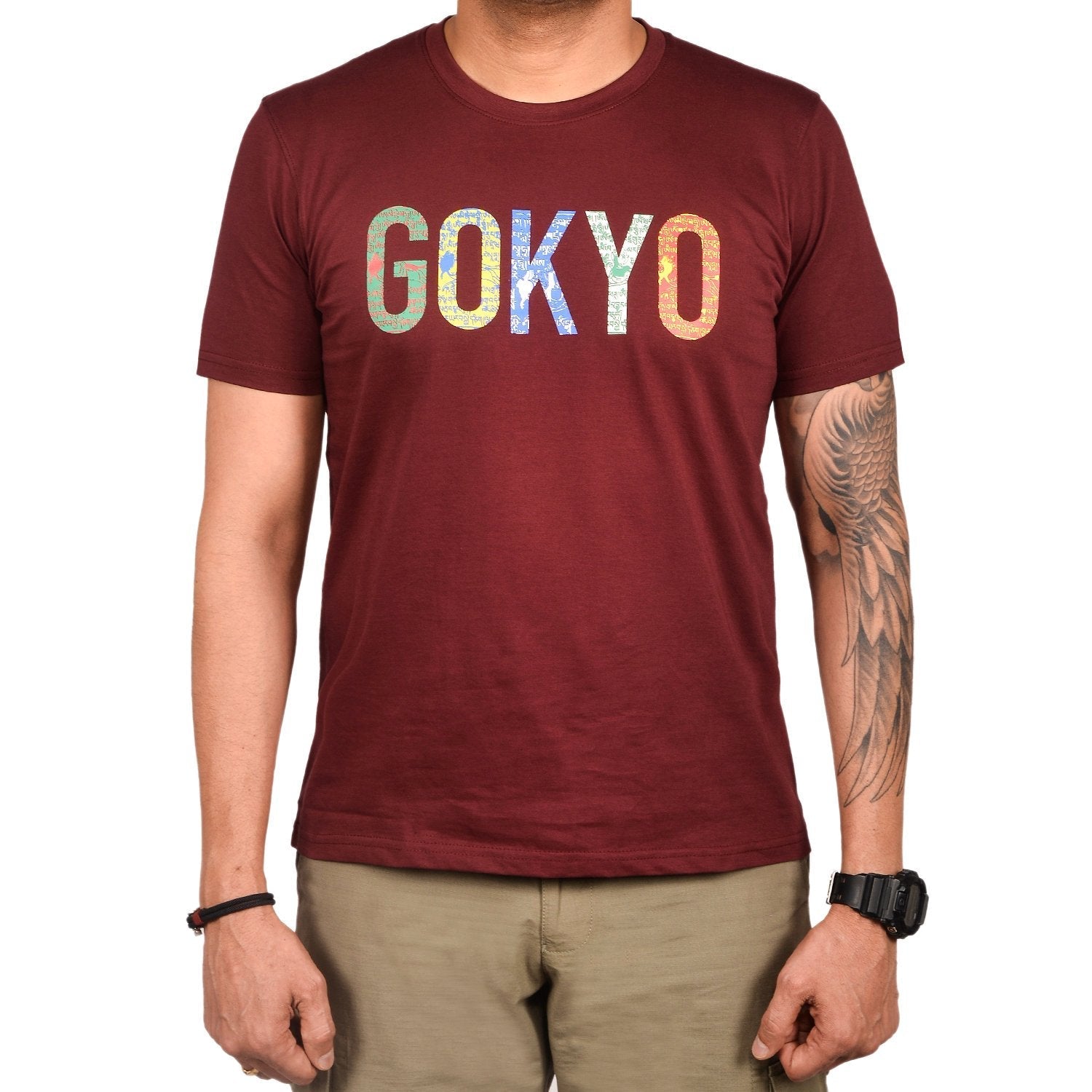 Buy Gokyo Round Neck Classic Gokyo Tshirt - Flag Maroon | Trekking & Hiking T-shirts at Gokyo Outdoor Clothing & Gear