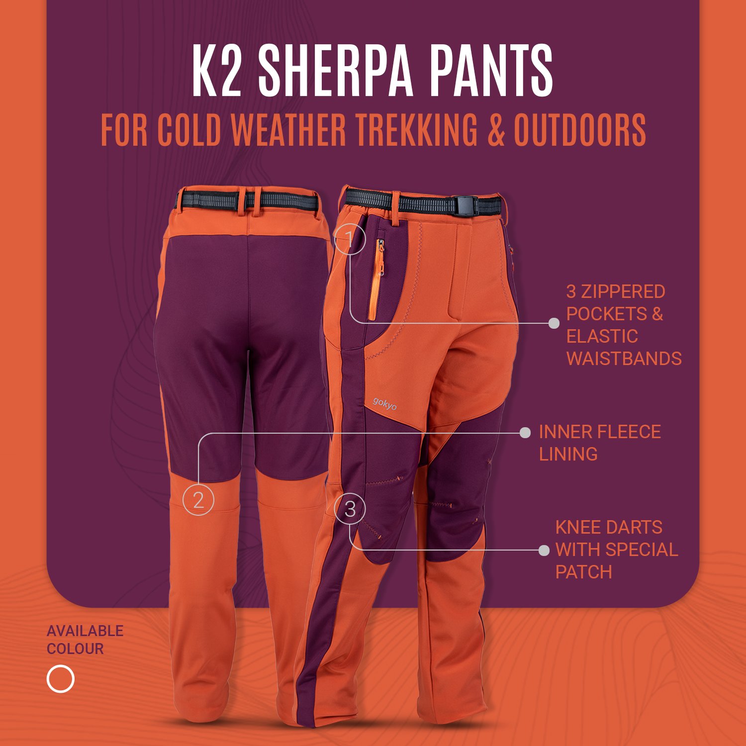Buy Gokyo K2 Cold Weather Trekking & Outdoor Pants in Orange - Women | Trekking & Hiking Pants at Gokyo Outdoor Clothing & Gear