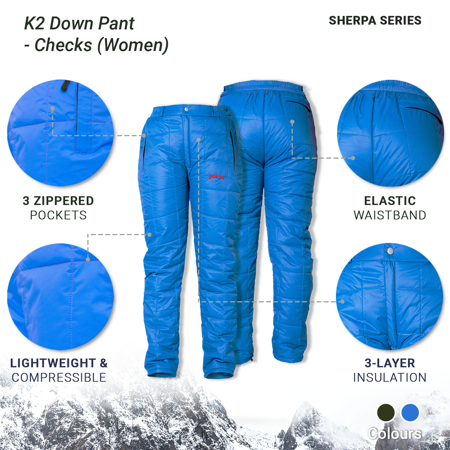 Buy Gokyo Annapurna Womens Insulated Pants | Trekking & Hiking Pants at Gokyo Outdoor Clothing & Gear