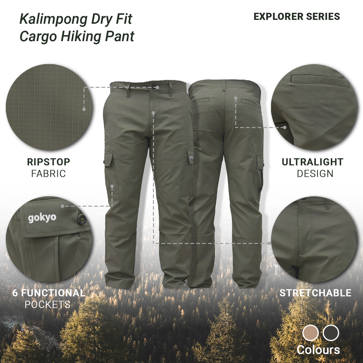 Kalimpong Dry Fit Cargo Hiking Pants for Men | Gokyo