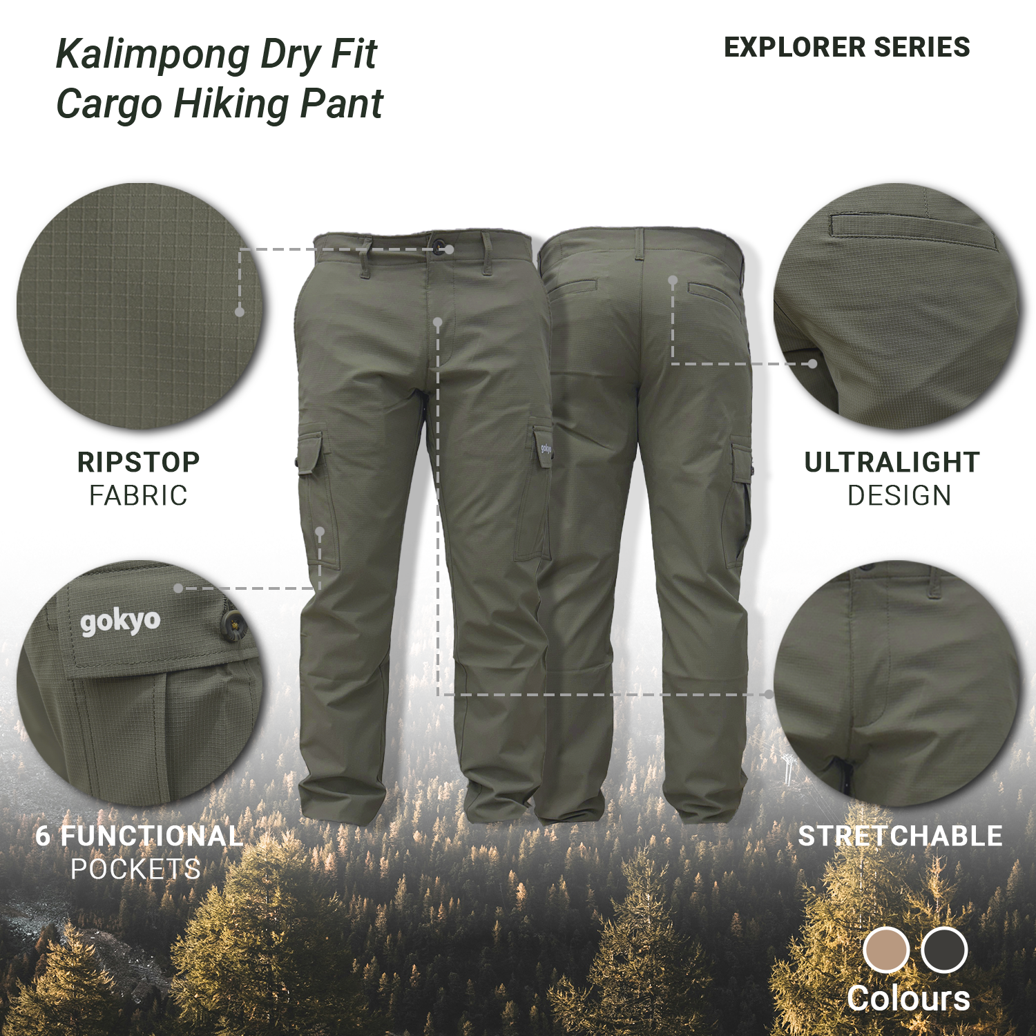 Buy Gokyo Kalimpong Dry Fit Cargo Hiking Pants | Mens Trekking & Hiking Pants at Gokyo Outdoor Clothing & Gear