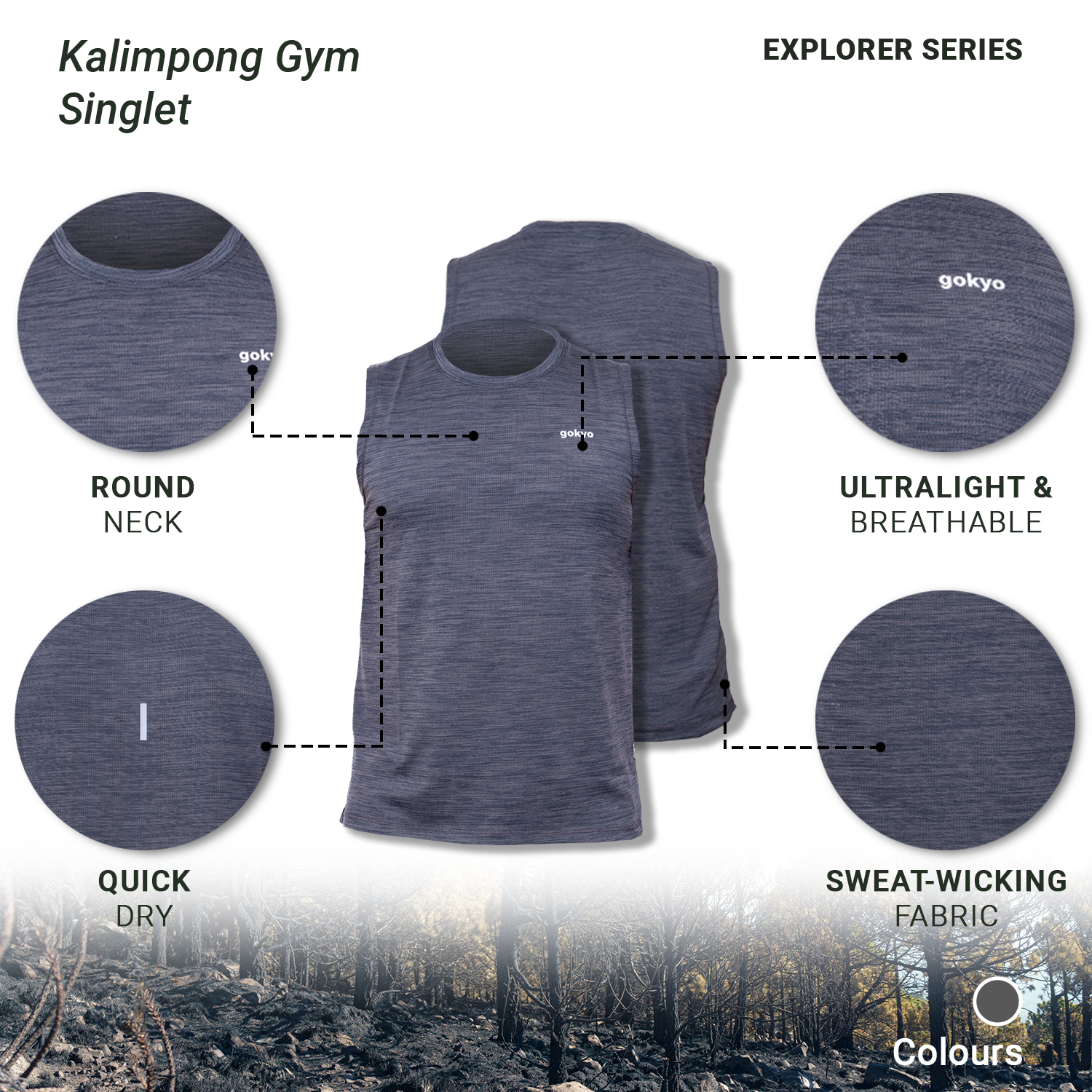 Buy Gokyo Kalimpong Gym Singlet | Trekking & Hiking T-shirts at Gokyo Outdoor Clothing & Gear