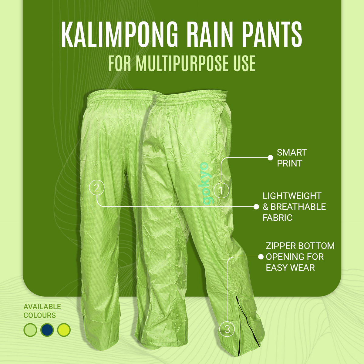 Buy Gokyo Kalimpong 2 Membrane Breathable Water Resistant Windbreaker Pants - Men | Rain Pants at Gokyo Outdoor Clothing & Gear