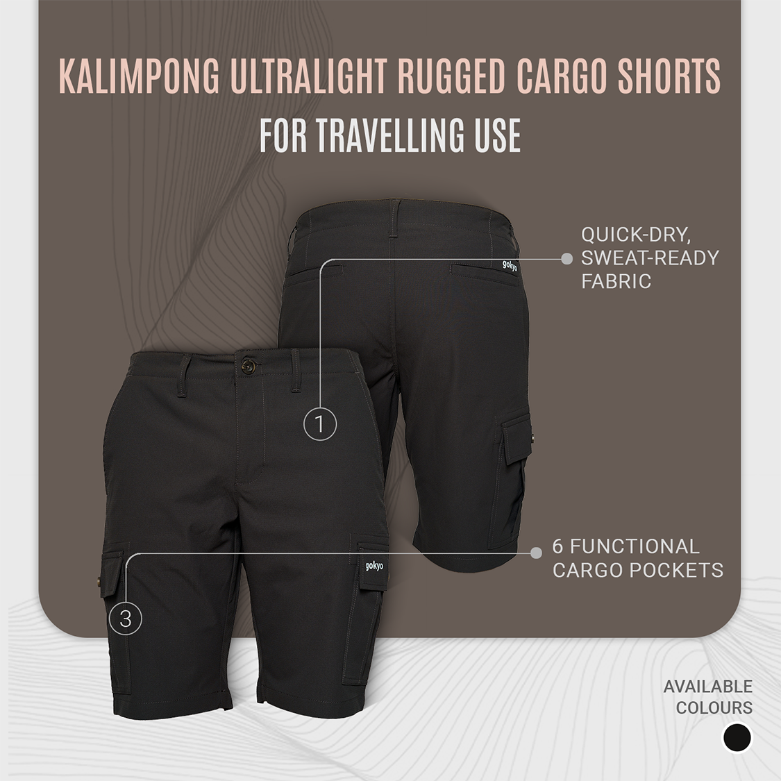 Buy Gokyo Kalimpong Ultralight Rugged Cargo Shorts | Mens Trekking & Hiking Pants at Gokyo Outdoor Clothing & Gear