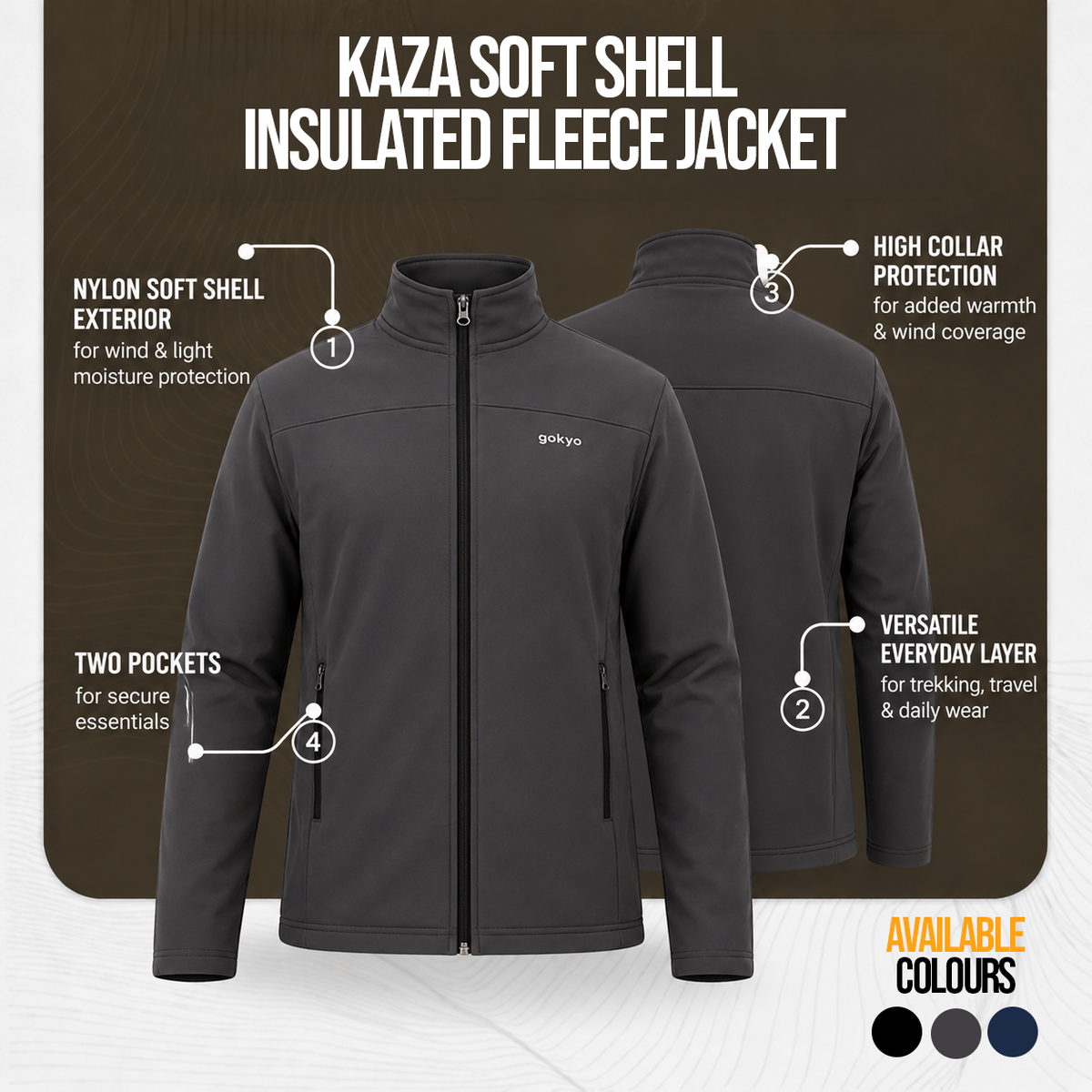 Buy Gokyo Kaza Soft Shell Insulated Fleece Jacket | Jackets at Gokyo Outdoor Clothing & Gear