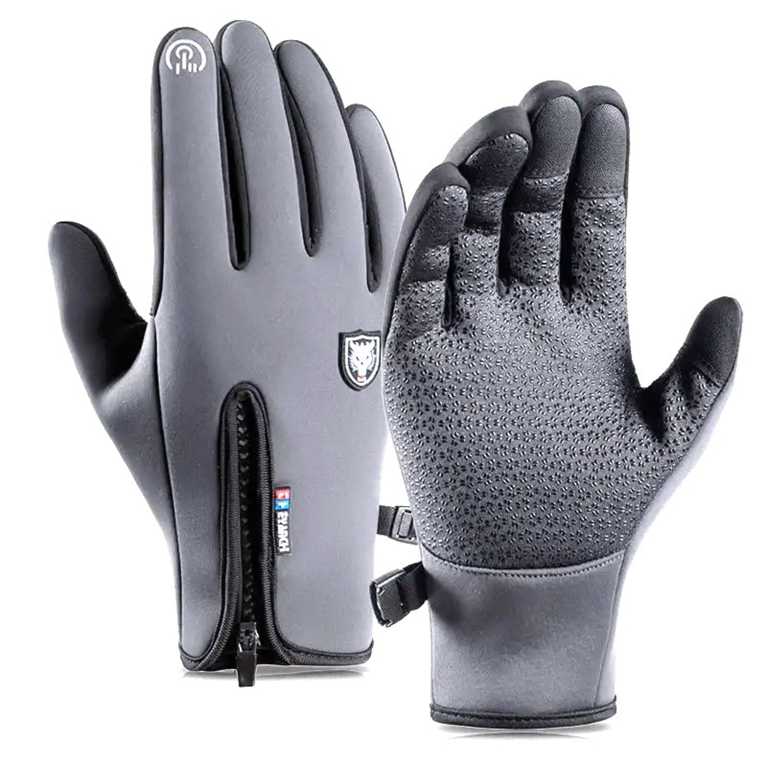 Kaza Winter Windproof Gloves with Zipper Grey S - Main Image
