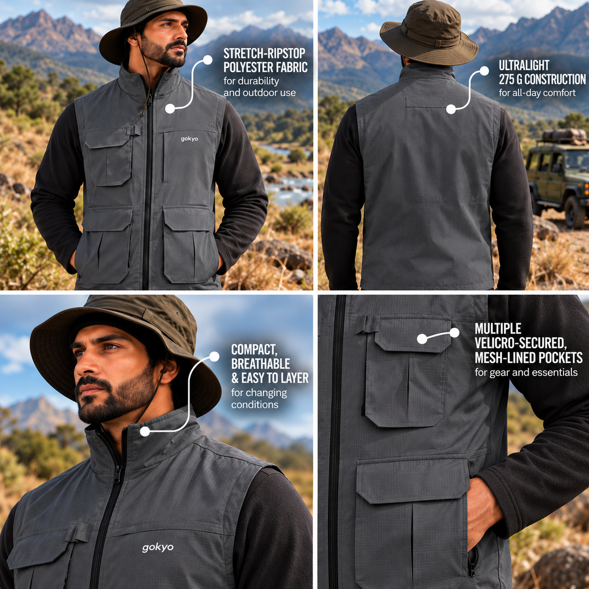 Buy Gokyo Kaza Ultralight Multi-Pocket Explorer Jacket | Jackets at Gokyo Outdoor Clothing & Gear
