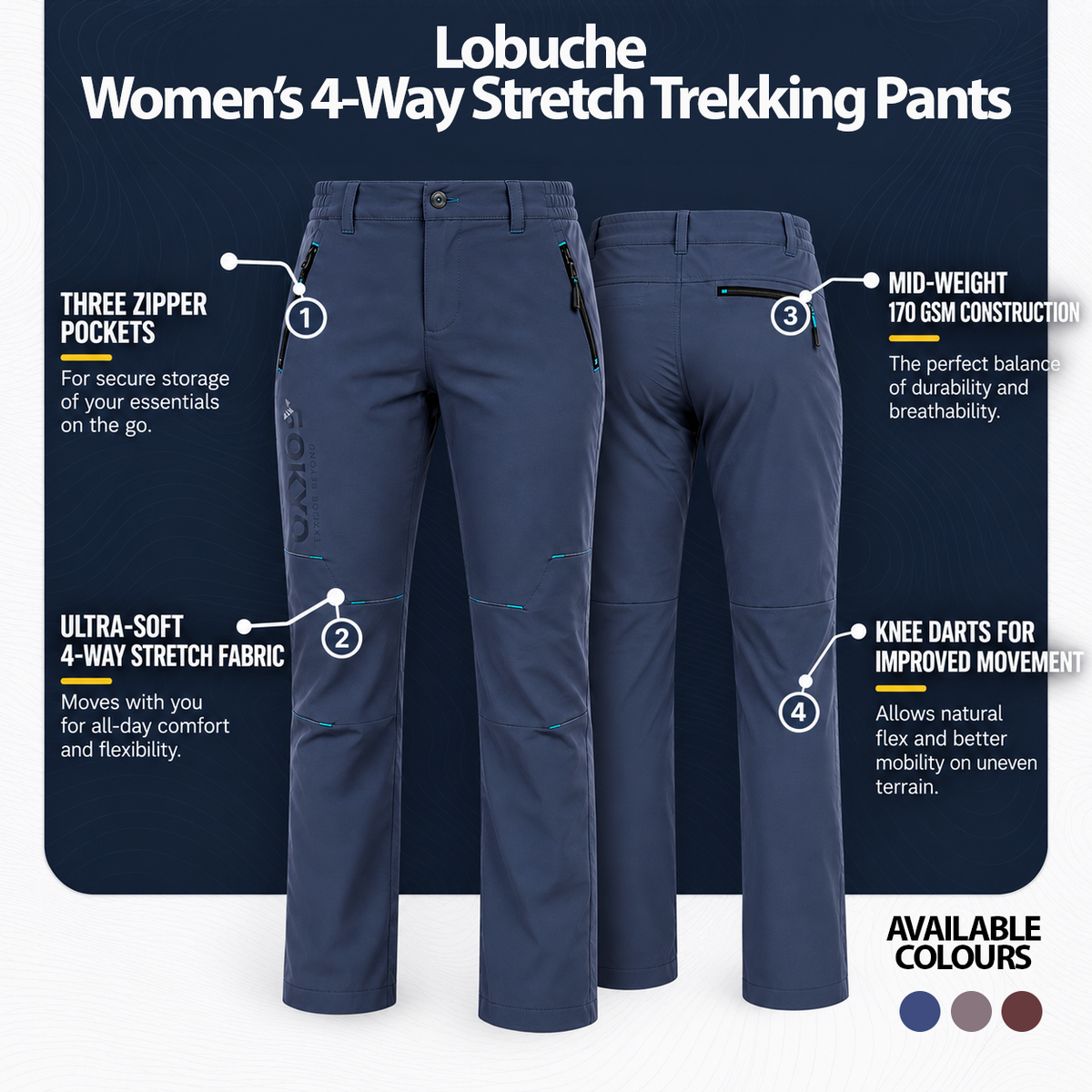Buy Gokyo Lobuche Women’s 4-Way Stretch Trekking Pants | Trekking & Hiking Pants at Gokyo Outdoor Clothing & Gear