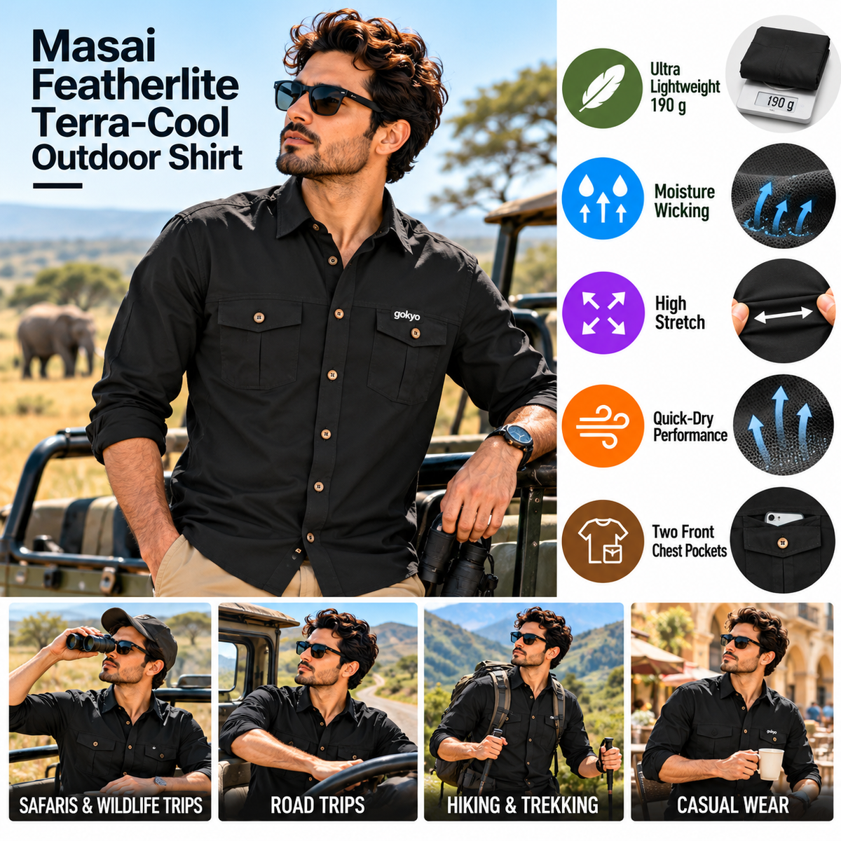 Buy Gokyo Masai Featherlite Terra-Cool Outdoor Shirt | Shirts at Gokyo Outdoor Clothing & Gear