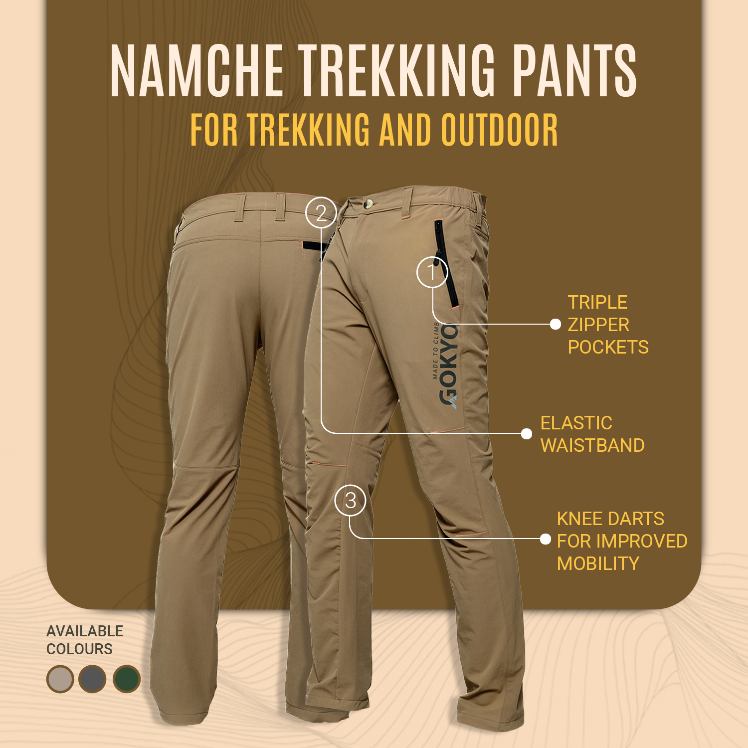 Buy Gokyo Namche Trekking Pants | Mens Trekking & Hiking Pants at Gokyo Outdoor Clothing & Gear
