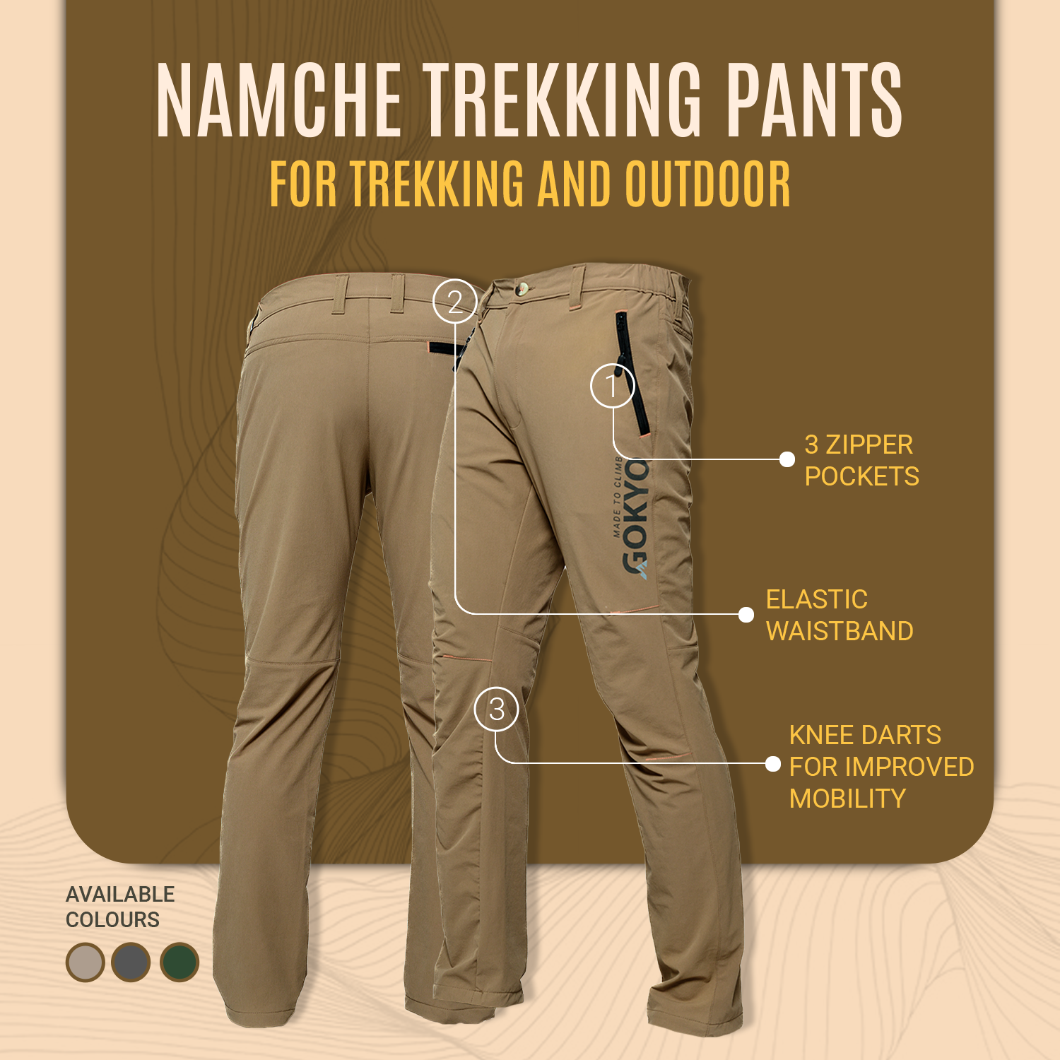 Buy Gokyo Namche Trekking Pants | Mens Trekking & Hiking Pants at Gokyo Outdoor Clothing & Gear