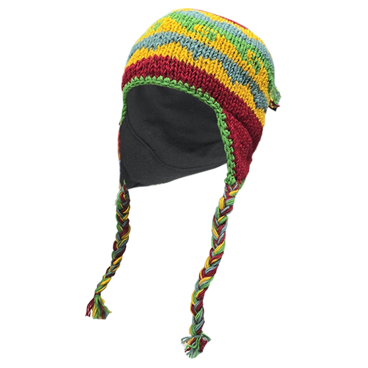 Buy Gokyo Makalu Beanie - Wool Fleece lining with ear flap Red and Yellow | Beanies at Gokyo Outdoor Clothing & Gear