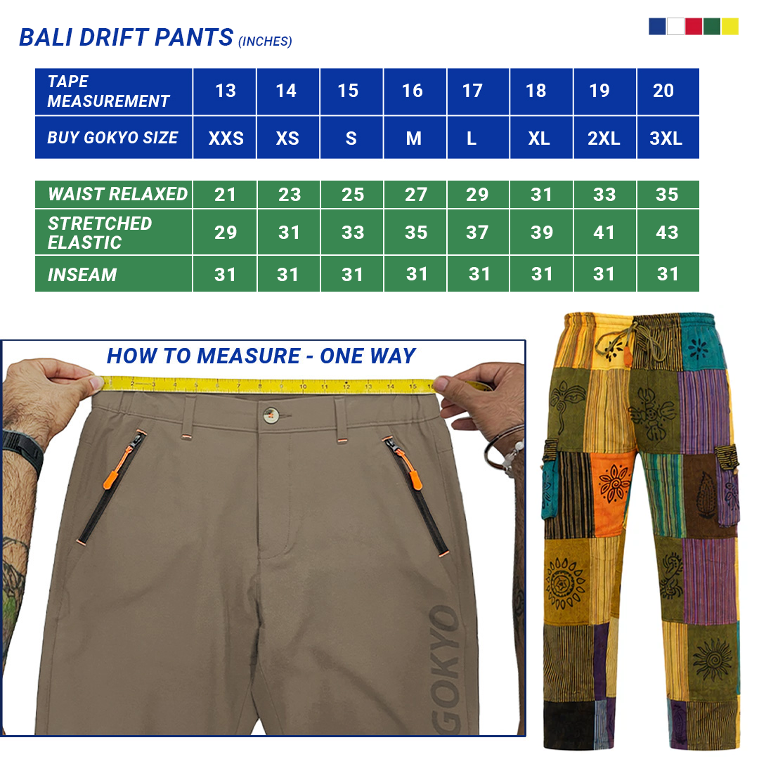 Buy Gokyo Bali Block-Printed Cotton Drift Pants | Mens Trekking & Hiking Pants at Gokyo Outdoor Clothing & Gear