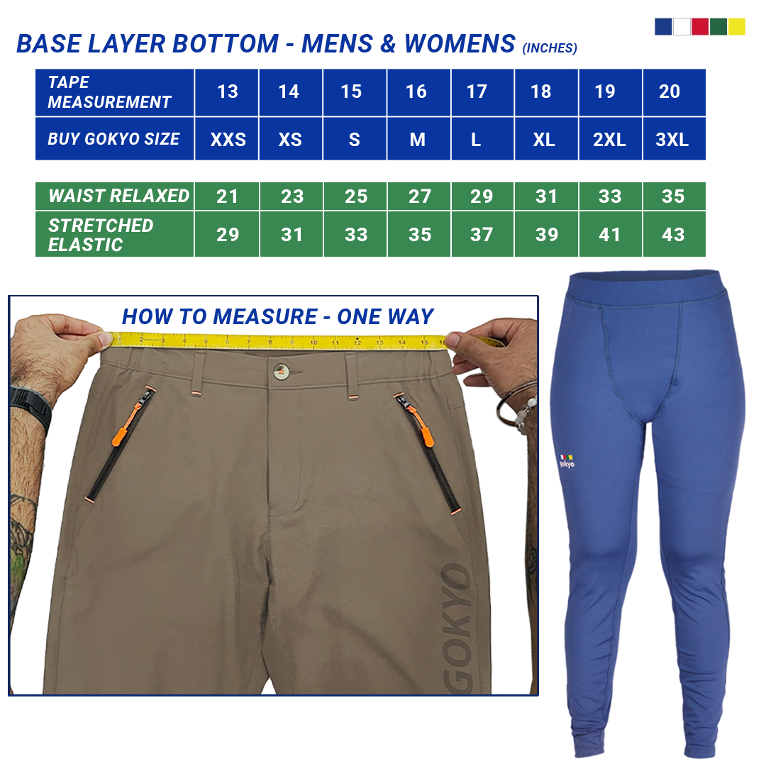 Zermatt Polarec XT Base Layer Bottom size chart