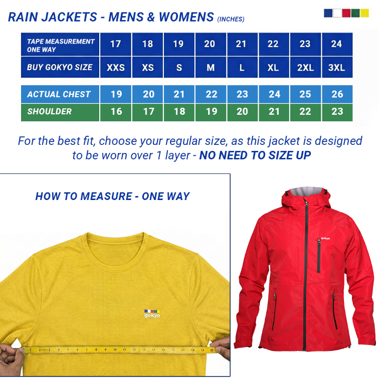 Namche 2 Membrane Breathable Water Resistant Mens Jacket size chart
