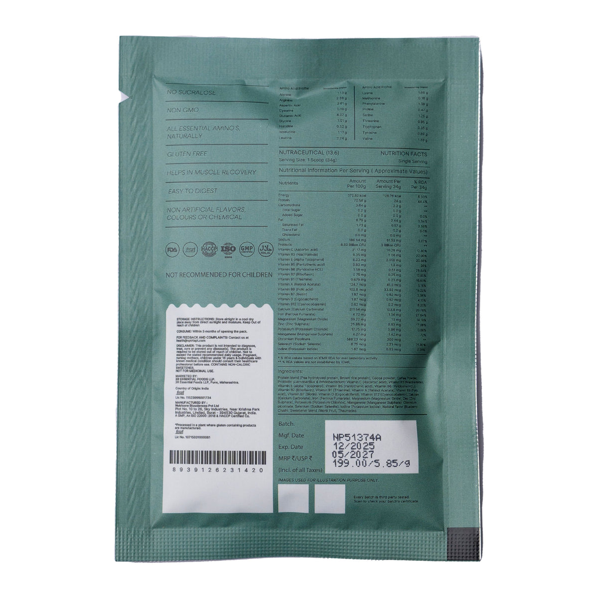 Buy Gokyo Two Kind Plant Protein - Sachet | Food & Supplements at Gokyo Outdoor Clothing & Gear