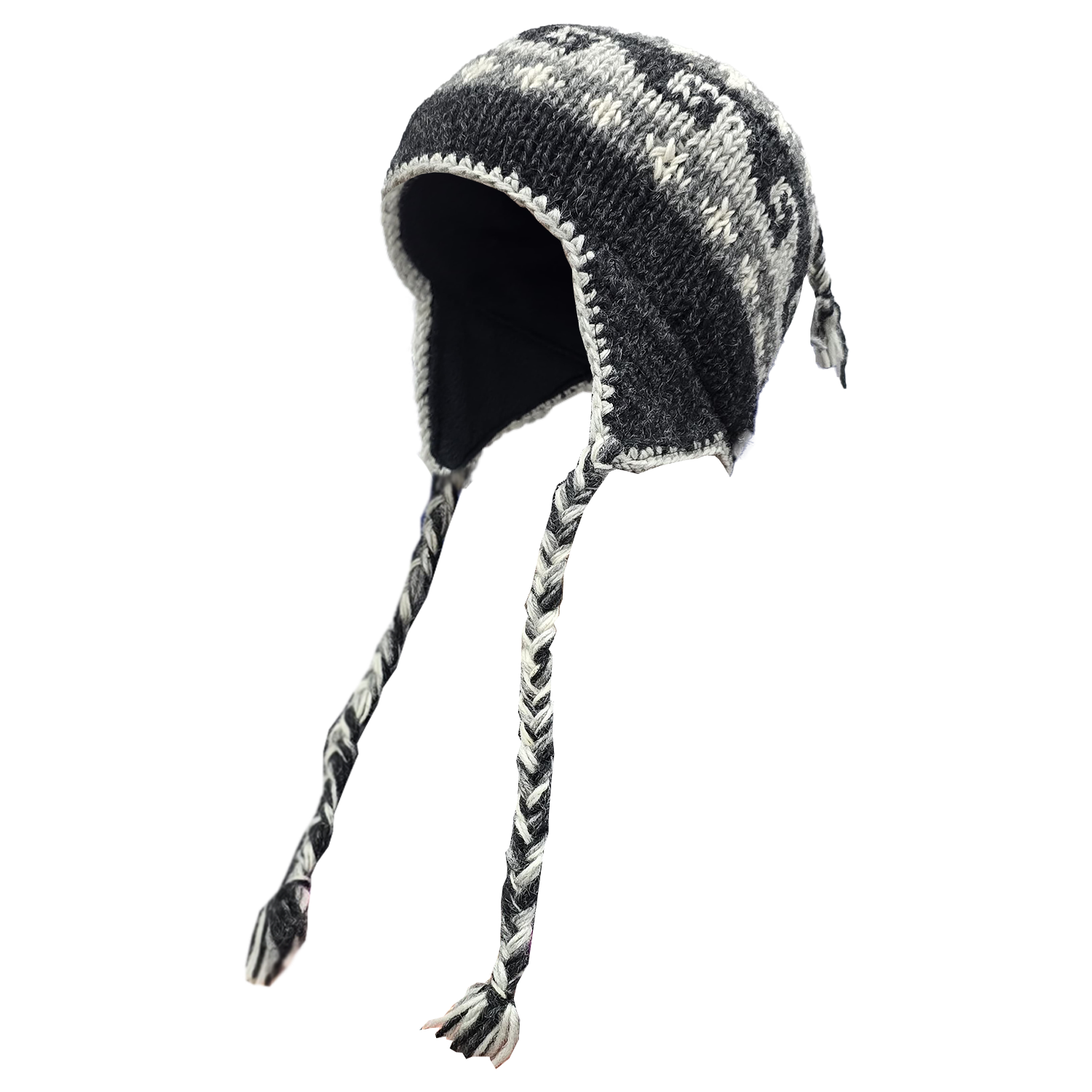 Buy Gokyo Makalu Beanie - Wool Fleece lining with ear flap Grey & Black | Beanies at Gokyo Outdoor Clothing & Gear