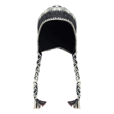 Makalu Hand-Knit Organic Wool Beanie with Fleece Lining & Ear Flaps