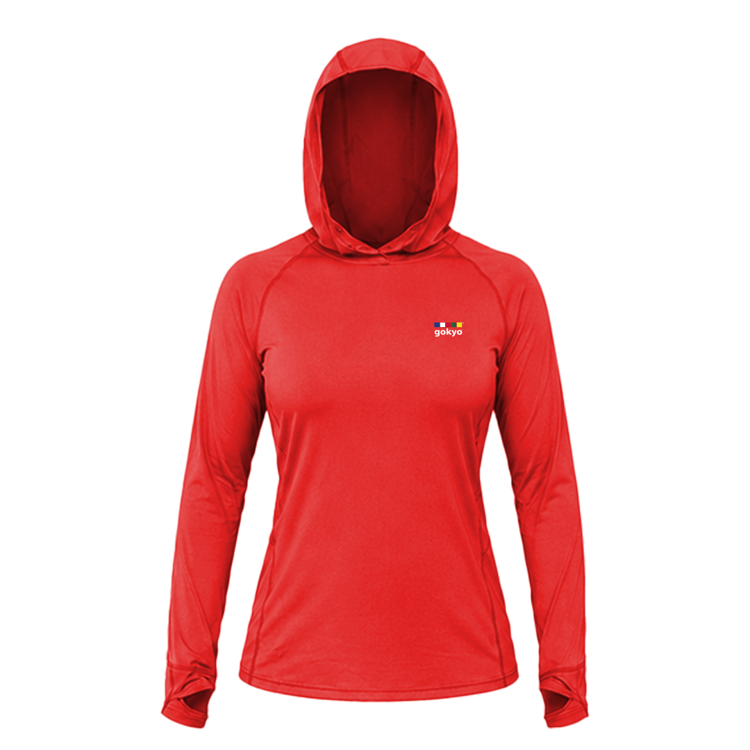 Buy Gokyo Yosemite UPF 50+ Sun Hoodie for Women Red | Trekking & Hiking T-shirts at Gokyo Outdoor Clothing & Gear
