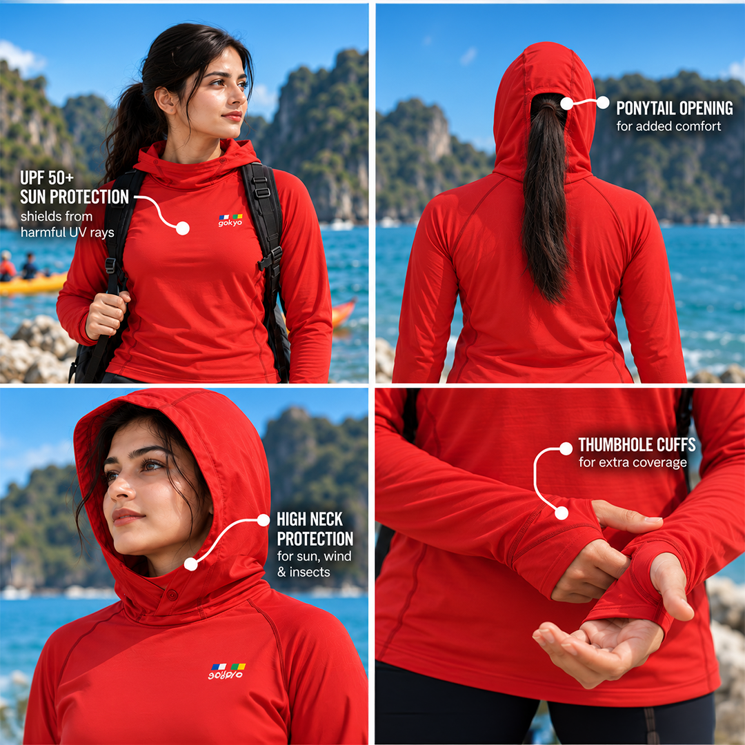 Buy Gokyo Yosemite UPF 50+ Sun Hoodie for Women | Trekking & Hiking T-shirts at Gokyo Outdoor Clothing & Gear