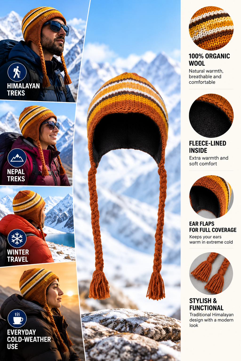 Buy Gokyo Annapurna Wool Fleece Beanie with Ear Flaps | Beanies at Gokyo Outdoor Clothing & Gear