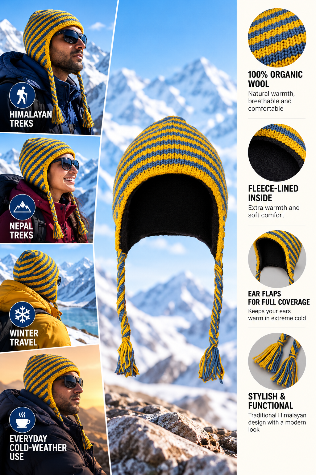 Buy Gokyo Annapurna Wool Fleece Beanie with Ear Flaps | Beanies at Gokyo Outdoor Clothing & Gear
